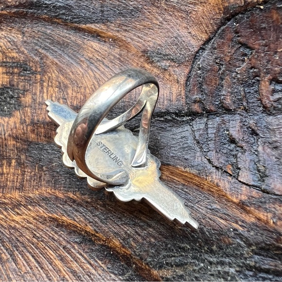 925 Sterling Silver & Spiny Oyster Heart Ring Size 8 •Southwestern• - Picture 4 of 10